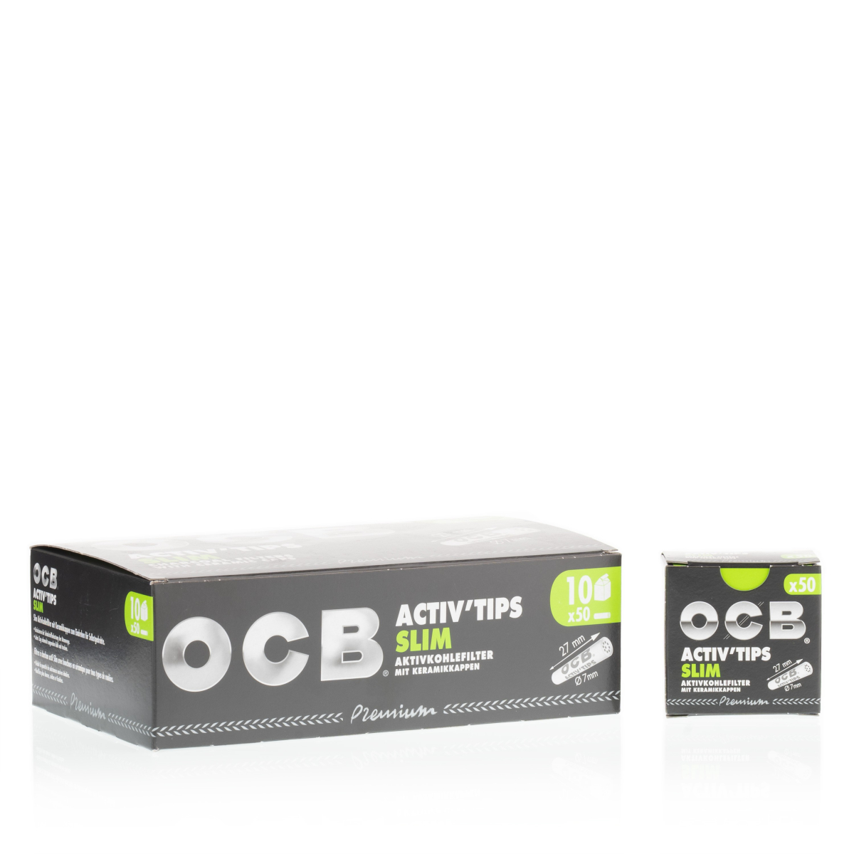 OCB Filter Slim Activ Tips Aktivkohle 7mm 50 Stück BOX