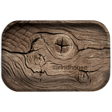 Grindhouse Metal Rolling Tray - 11'' x 7'' / Wood
