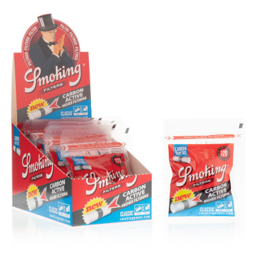 Smoking Slim Watte-Filter Classic Aktivkohle- 6mm Box