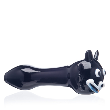Handpfeife Glas Katze schwarz-weiss