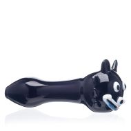 Handpfeife Glas Katze schwarz-weiss