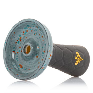 Bee Hookah Phunnel Black - Half Glazed White Orange Blue