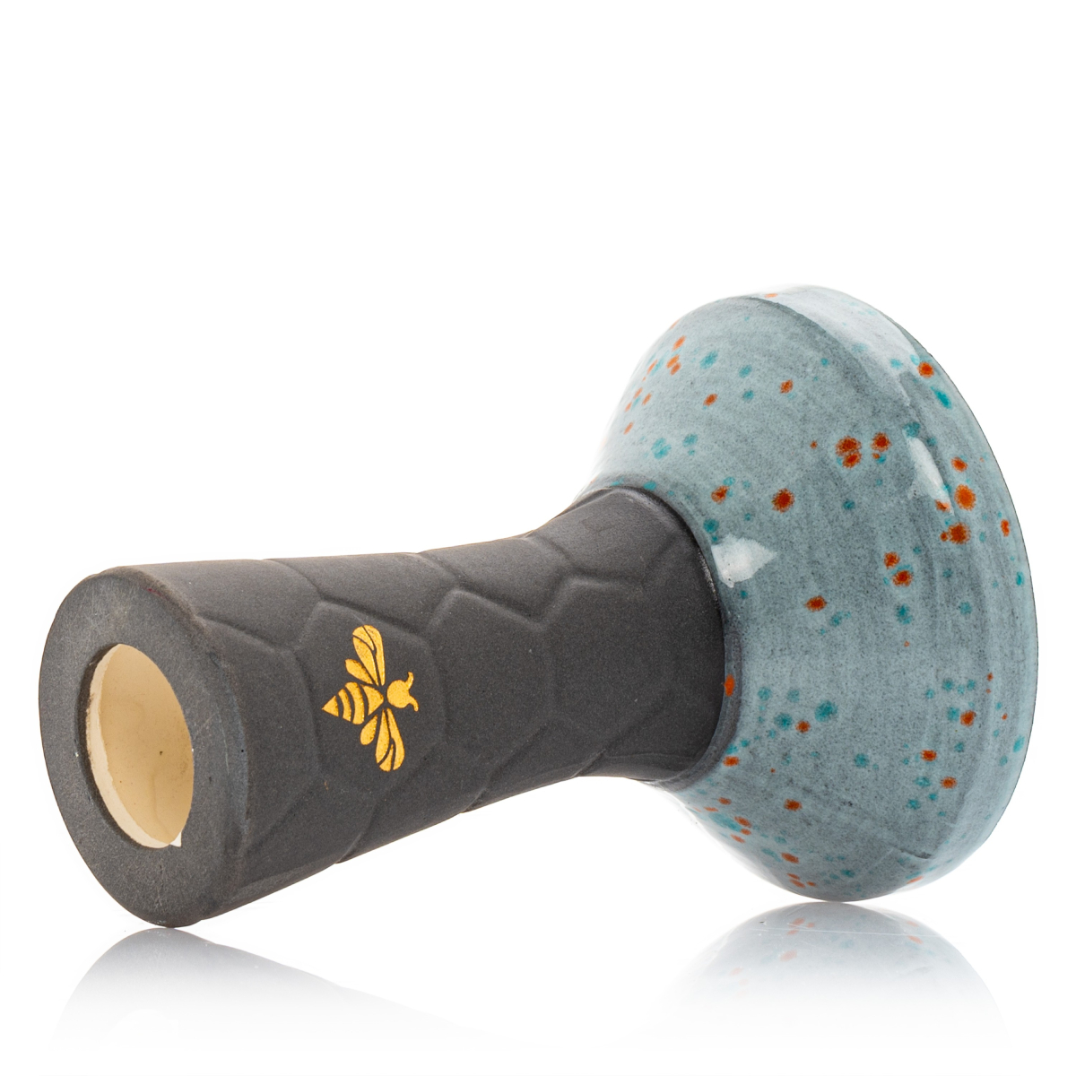 Bee Hookah Phunnel Black - Half Glazed White Orange Blue