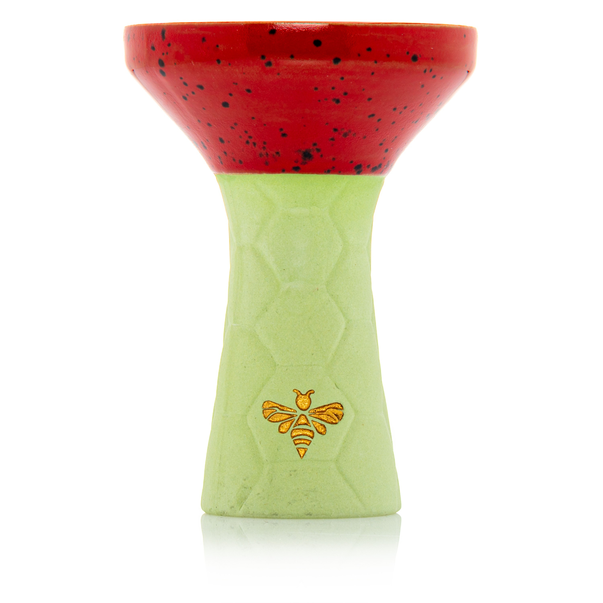Bee Hookah Phunnel Green - Half Glazed Red Black