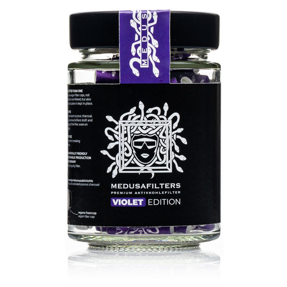 Medusa Aktivkohlefilter violett Glas 100 Stück