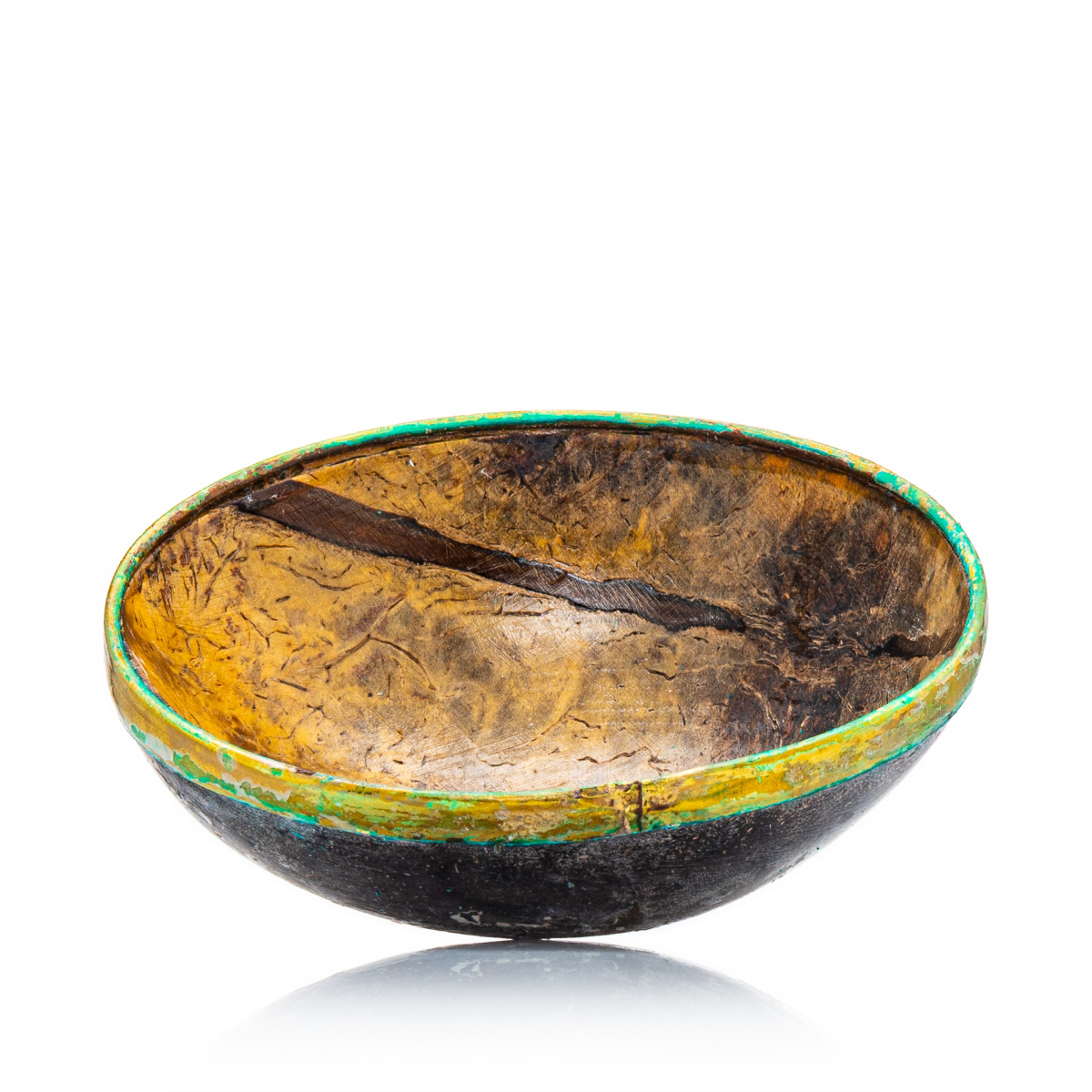 Bröselschale Kokos mit Messingrand D: ca. 80-90mm