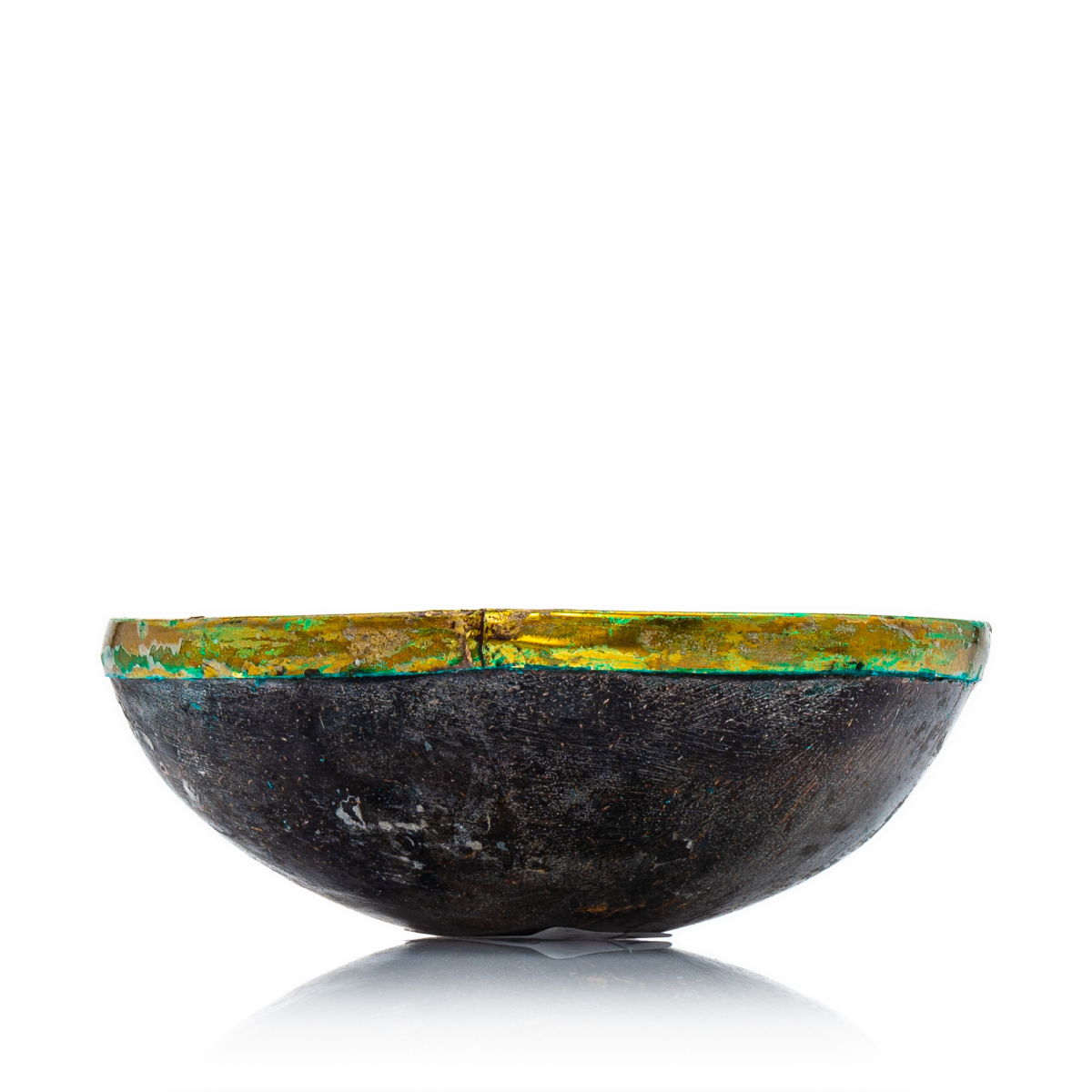 Bröselschale Kokos mit Messingrand D: ca. 80-90mm