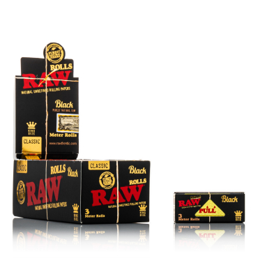 Raw Rolls Black 3m Box (12)
