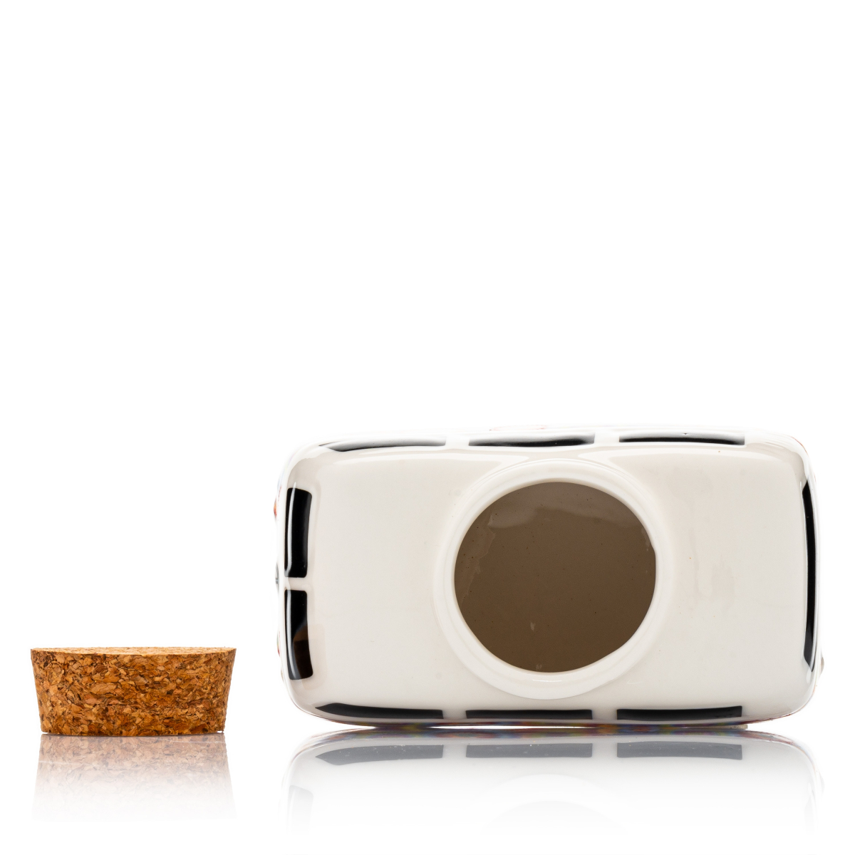 Vintage Hippie Bus - Groovy Circles - Keramik mit Kork Deckel