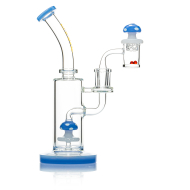 Pulsar - Shroom Dab Rig Set mit Carb Cap und Terp Pearls - 21cm / 14mm F / Blau