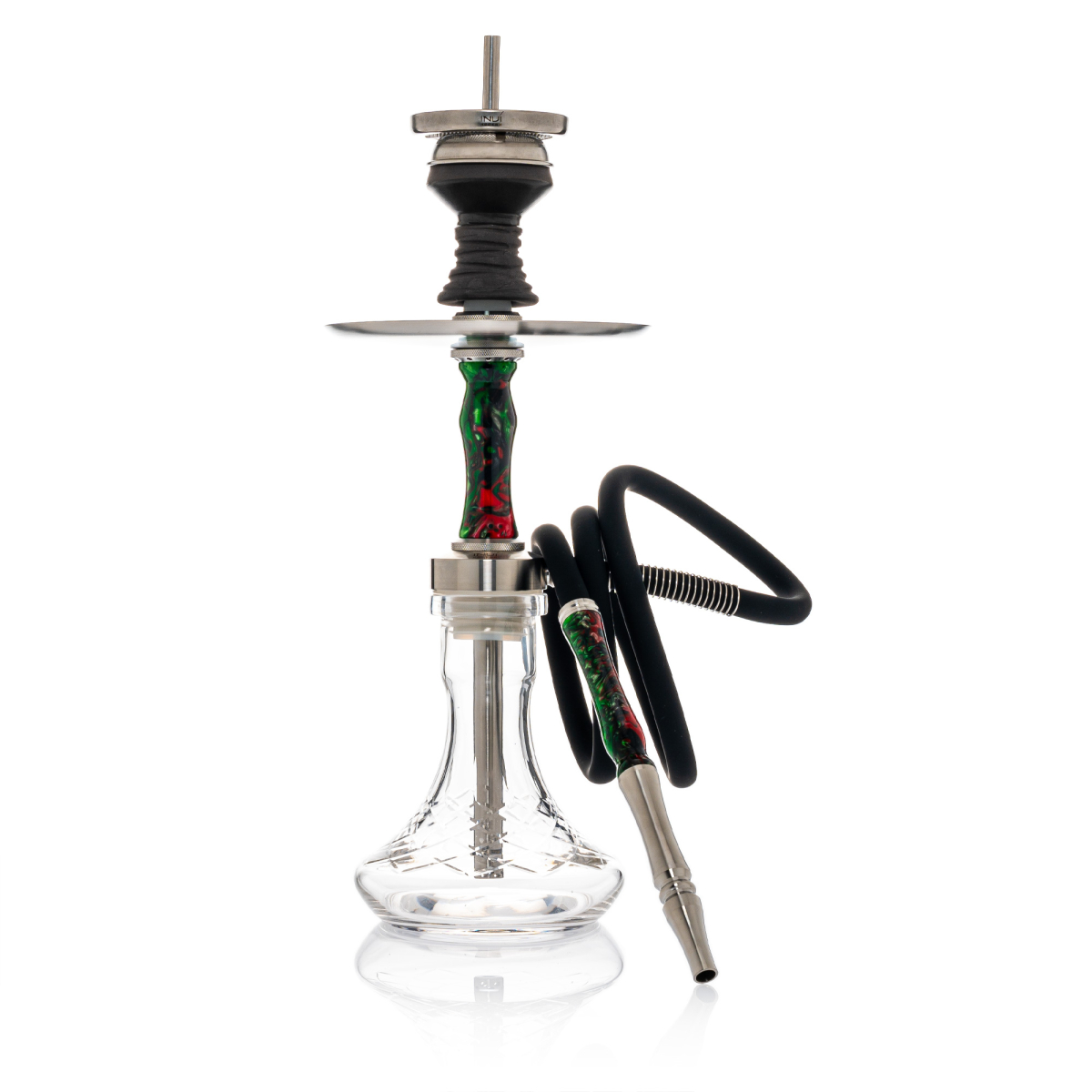 INVI - Vertex Handcut Edelstahl Shisha - Grün / Rot