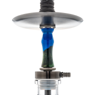 INVI - Vertex Handcut Edelstahl Shisha - Gun Metal Wood Edition - Blau / Grün