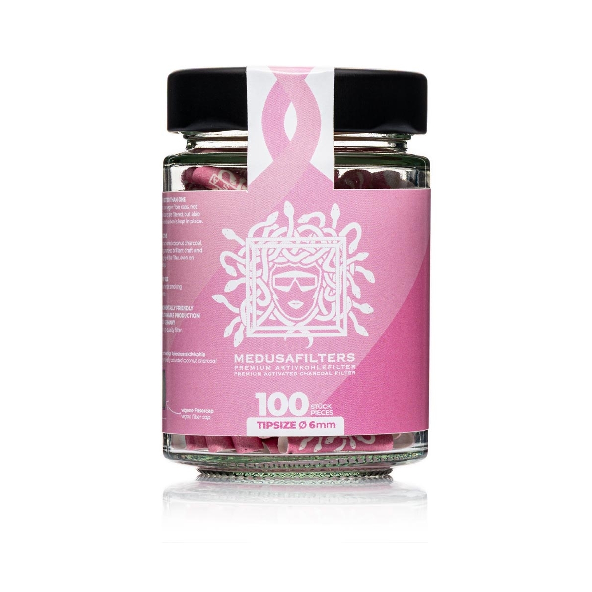 Medusa Aktivkohlefilter Rose Glas 100 Stück