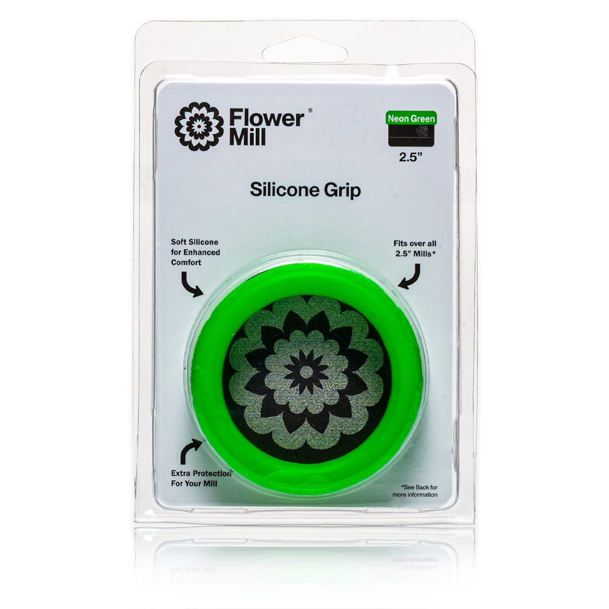 Flower Mill - Next-Gen - Silicone Mill Grip - 2.5" - 67.5mm - Neon Green