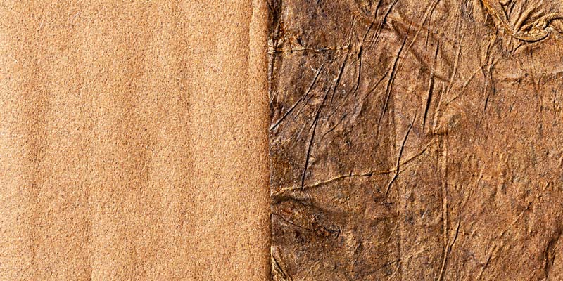 Vergleich von zwei verschiedenen Texturen aus Tabakblättern bei Blunts.